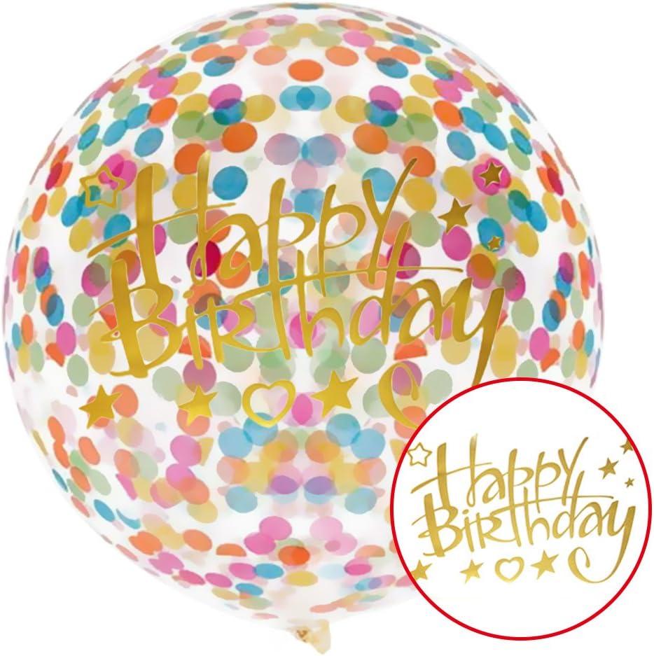 Sharlity 36" Jumbo Happy Birthday Multicolor Confetti Balloons,Pack of 2