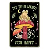 Funny Frog Mushroom Decor Metal Sign: Cute