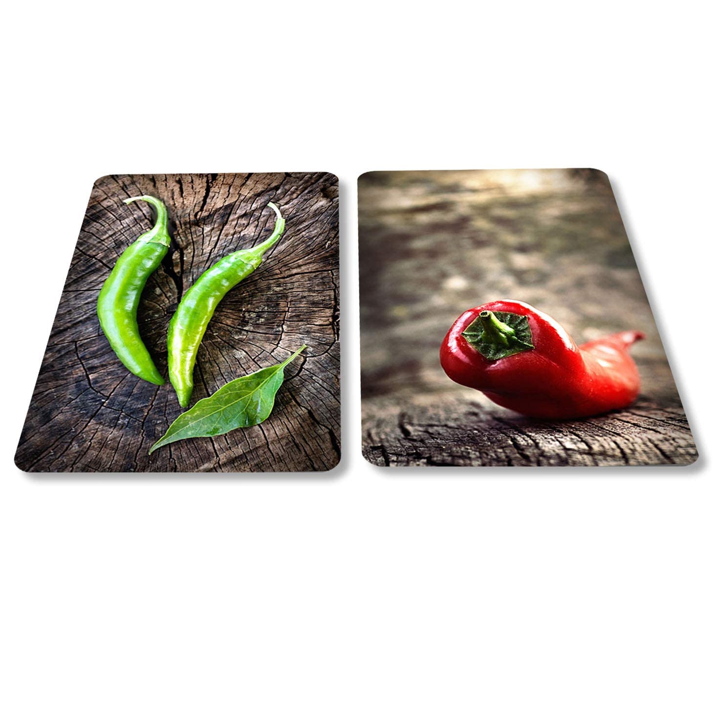 Metrox Tempered Glass Chopping Board, 2-Piece 30 x 52 cm, Kitchen Accessory for Ceramic, Induction Hob Protection