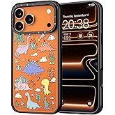 YOYORI for iPhone 17 Pro Case - [6.6 ft Military-Grade Drop Protection] [Anti-Peel Technology] Clear Black TPU Bumper Case with Cute Design (Cartoon Dinosaur)