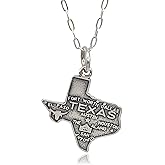 EnCharmed Sterling Silver Texas Lone Star State Dallas Houston Alamo Charm Necklace, 18"