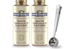 White Chocolate Sauce – 16 oz Squeeze Bottle 2-Pack with Direct Coffee Tea Est 2019 Spoon, Velvety Texture for Espresso, Hot Chocolate, and Desserts