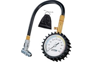 GERCHWAY Tire Pressure Gauge 100 PSI - Large Dial Numbers & 45° Angle Chuck, Accurate Air Pressure Gauge for Tires