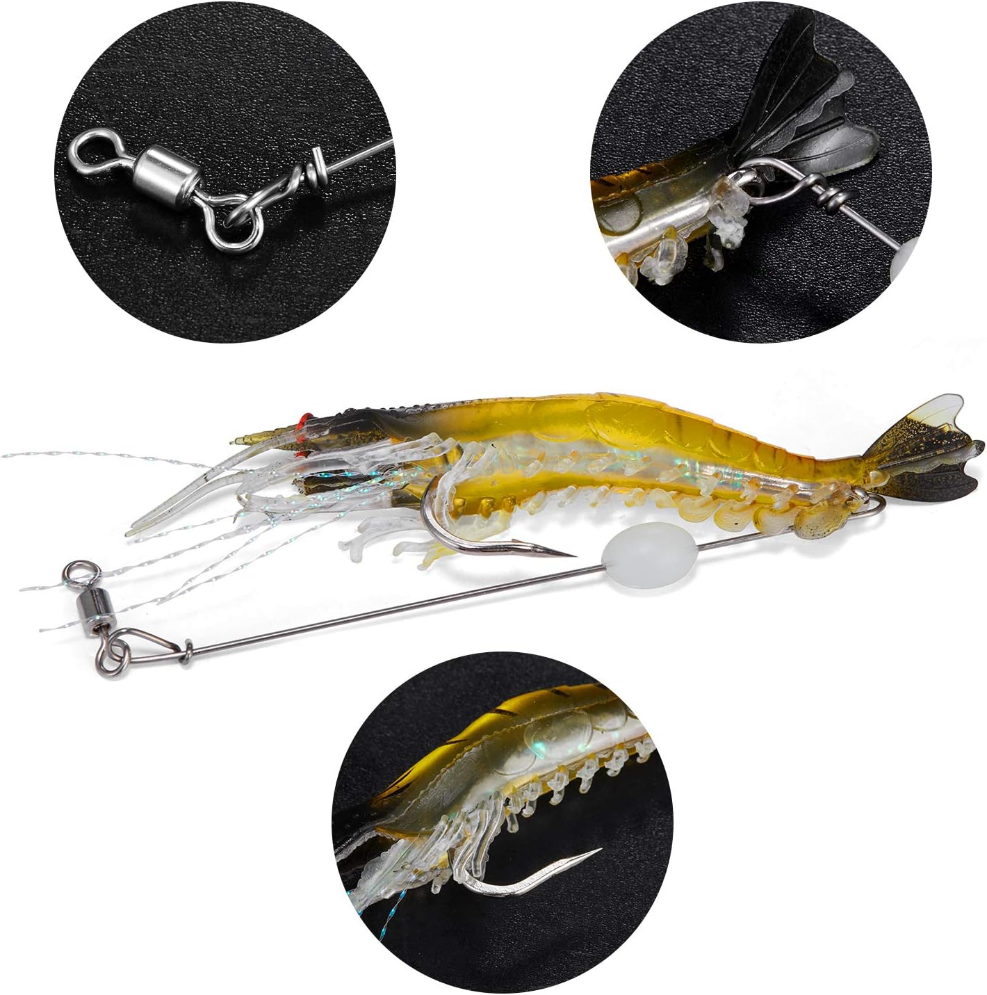 WANBY Artificial Silicone Soft Shrimp Lure Baits Set Luminous Swimbait Shrimp Fishing Lure with Hooks Fishing Tackle Freshwater/Saltwater (6PCS) - Image 5