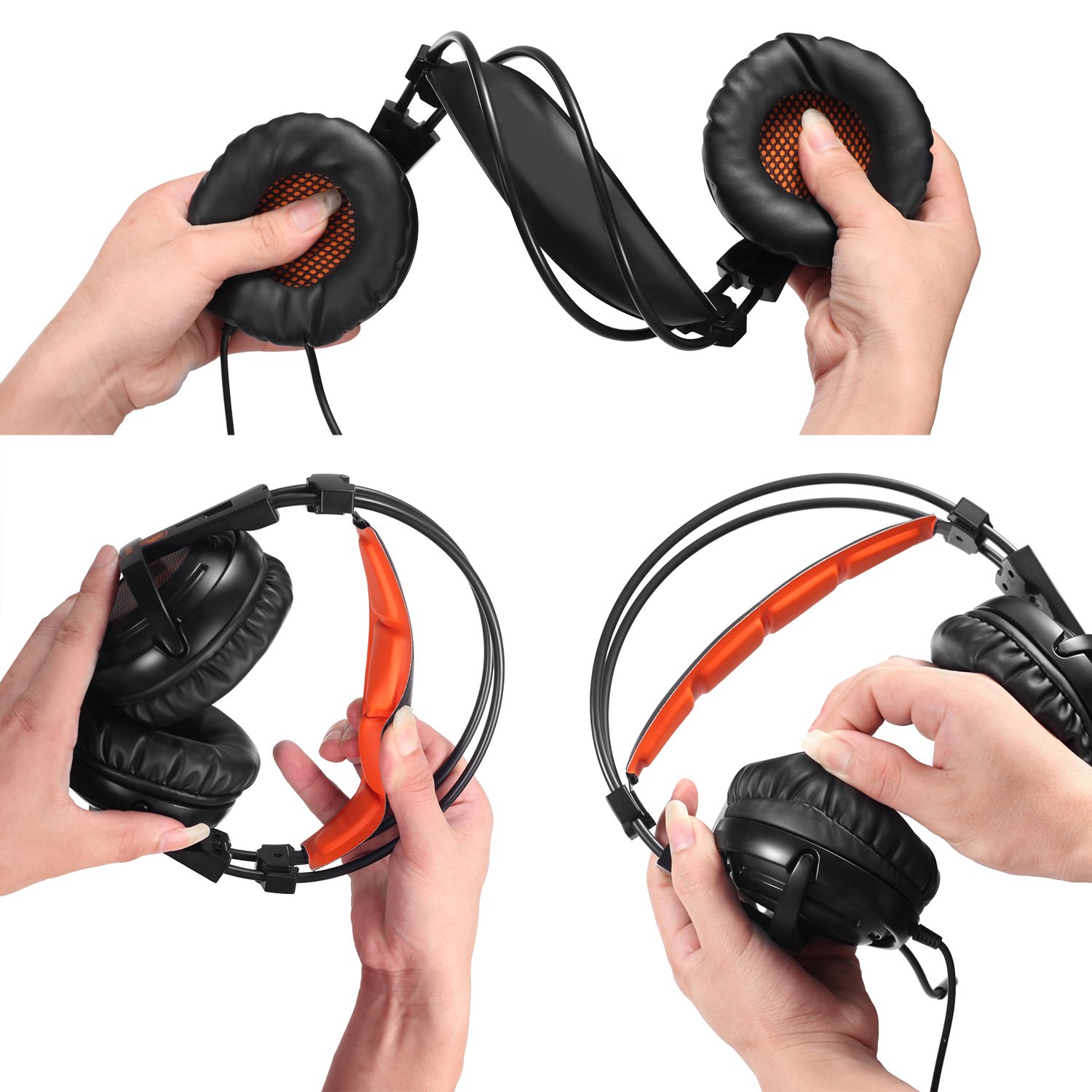 PC Gaming Headset, EasySMX Over-ear Wired Stereo Lightweight Gaming Headset 3.5mm Jack LED Indicator Adjustable Mic and In-line Controller One-key Mute for PC Tablet MP3 MP4 SONY and iPhone 6/7 etc.