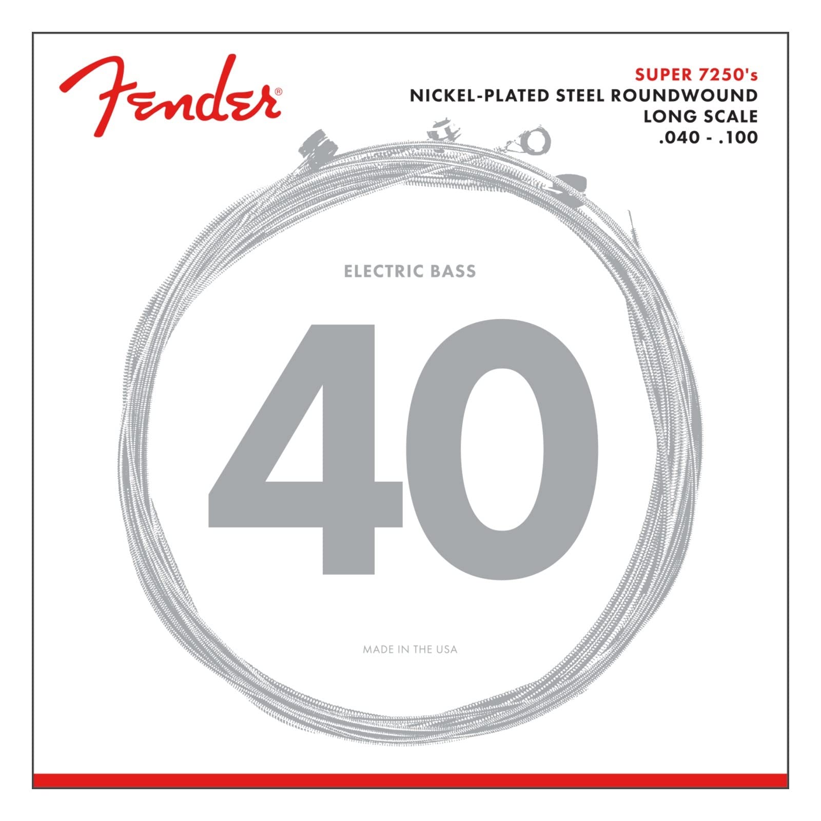 Fender String Set For Electric Bass-7250L (040/100) - Nickel Plated,0737250403