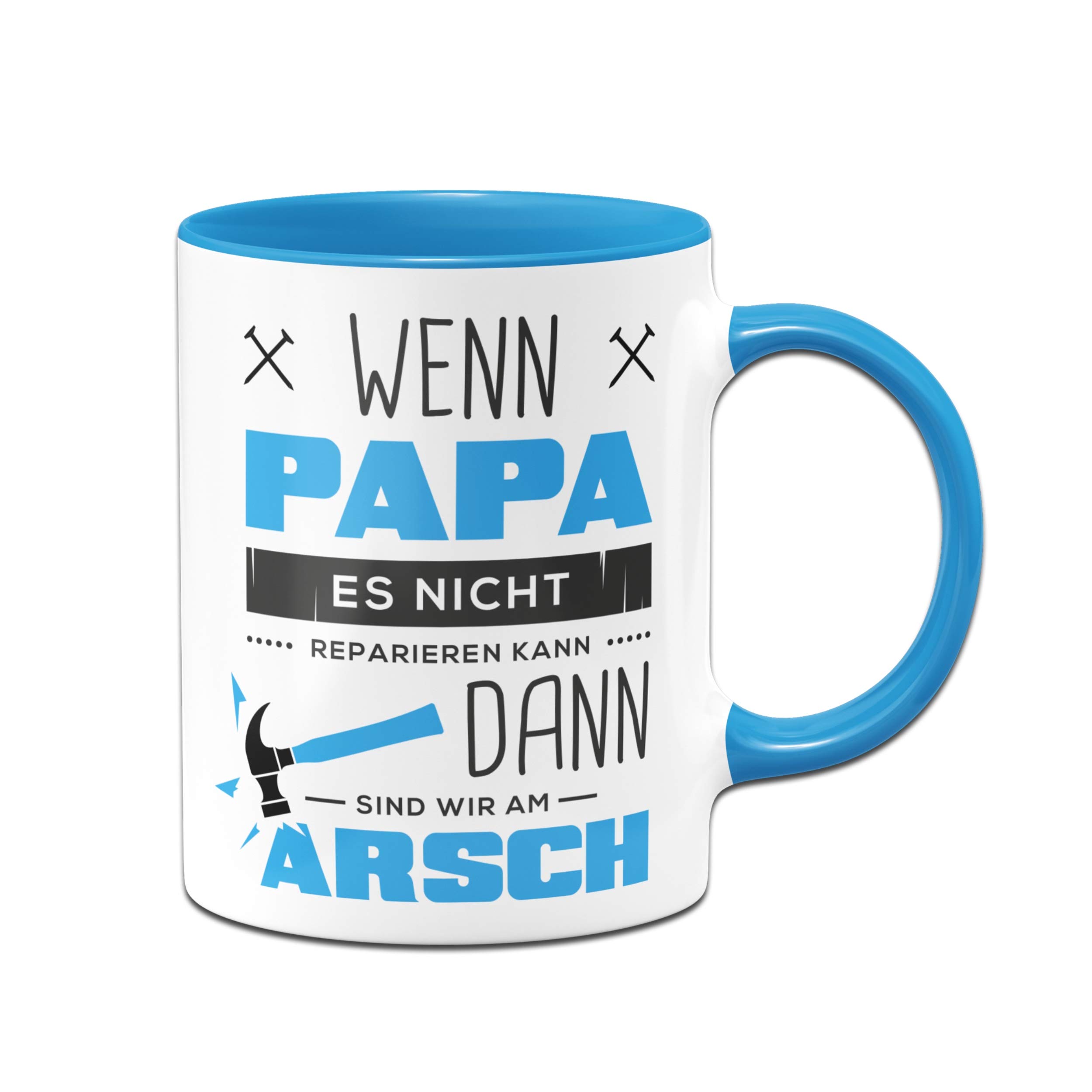 Tassenbrennerei Mug with Saying Papa reparieren - Gift for Dad, Father - Birthday Gift, Father's Day - Cups with Sayings Funny (Blue)