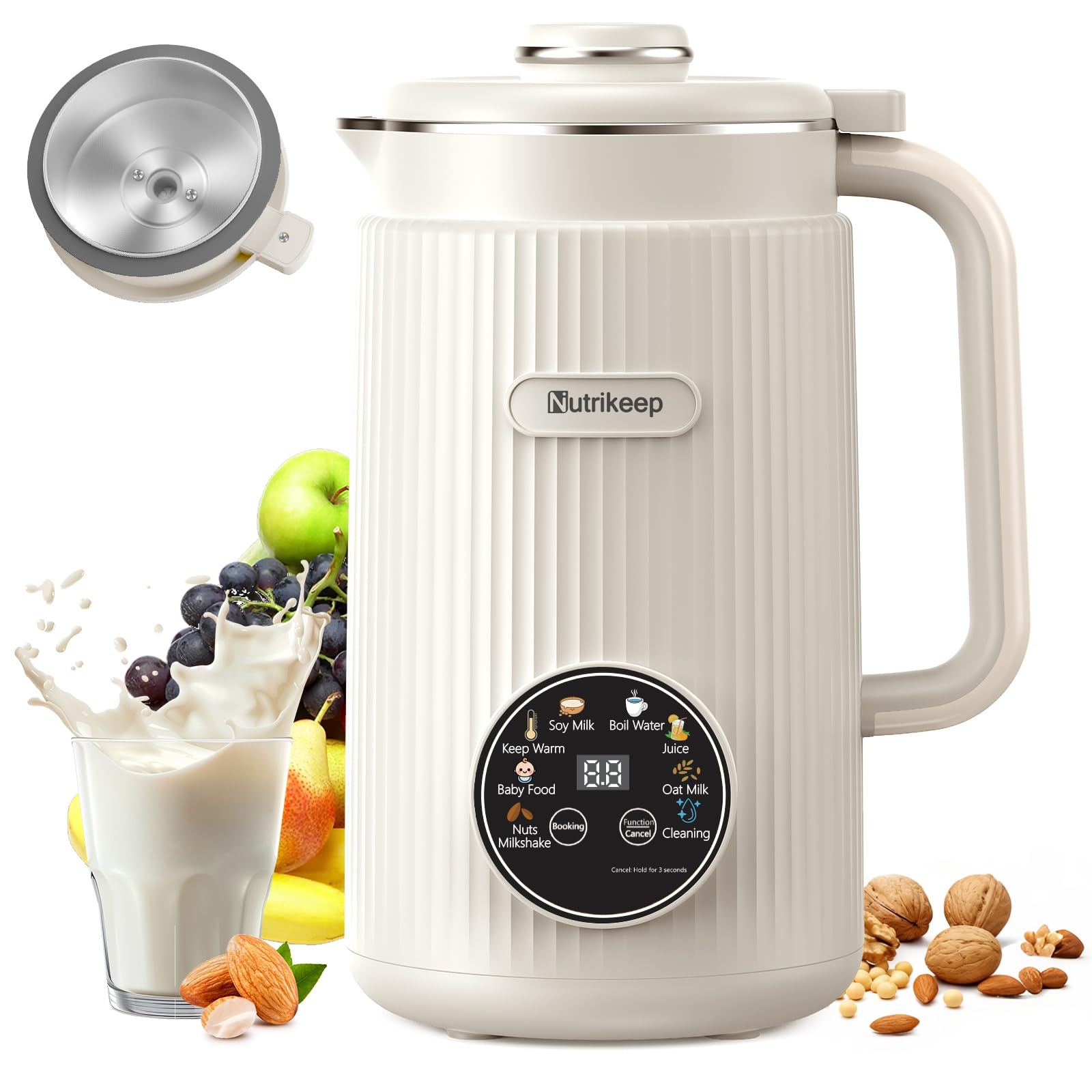 Photo 1 of Upgraded 10-in-1 Nut Milk Maker Machine with Stainless Steel Lid, 40oz Soy Milk Maker for Almond, Oat, Coconut, Juice, Plant Based Milk Maker Blender with 18H Delay/Keep Warm/Self Cleaning