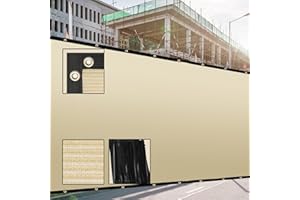SUNNY MOOD 8' x 50' Beige Stock Size Fence Privacy Screen Windscreen 160 GSM Commercial Grade Mash Material UV Block - Custom Size Accepted
