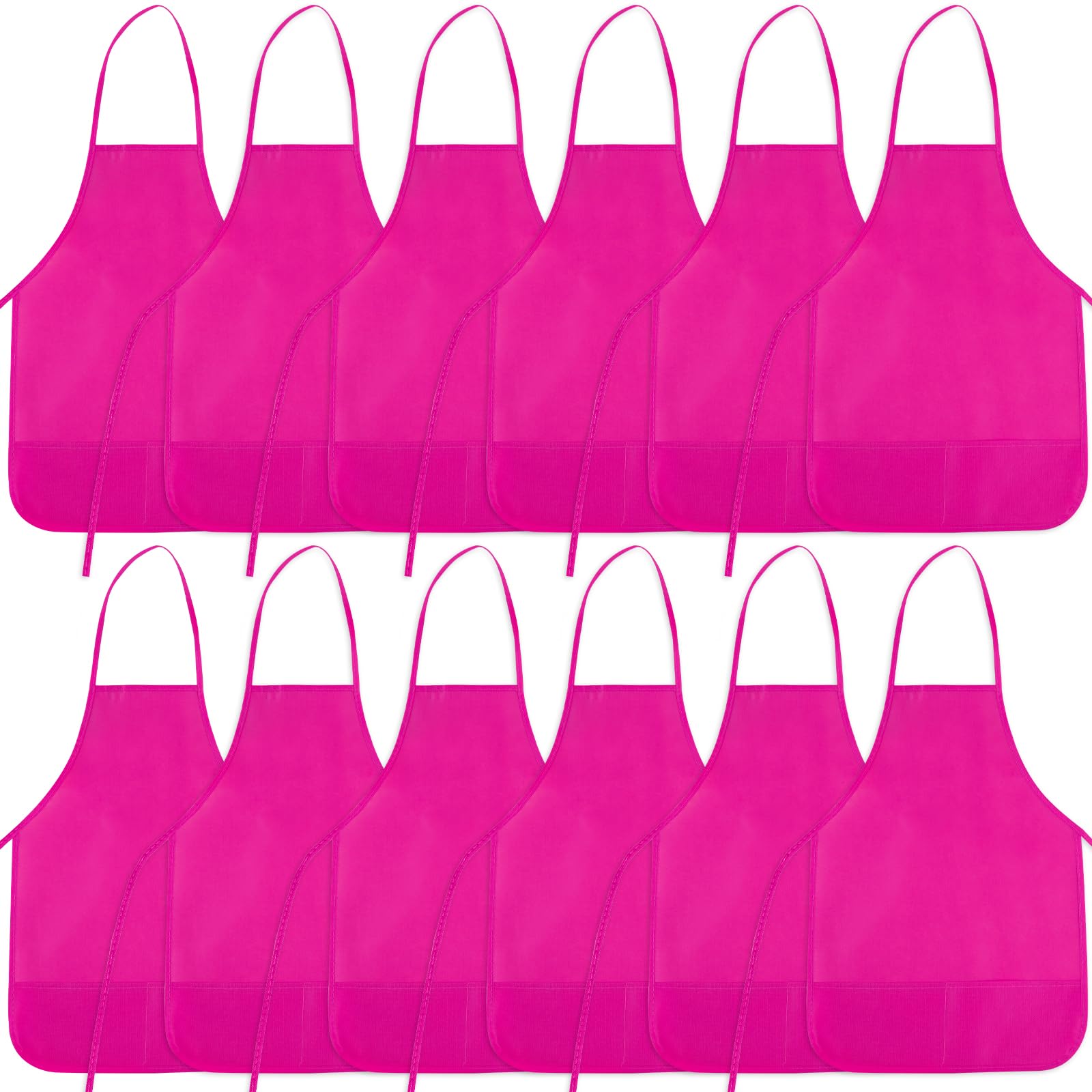 BOUBONI Kids Painting Aprons Kids Art Aprons with 2 Roomy Pockets Kids Aprons for Art Painting Activity Kitchen Crafts (12, Rose Red) — image 1