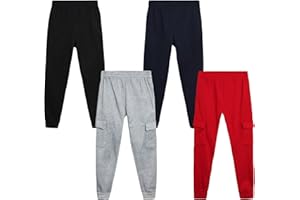Quad Seven Boys' Sweatpants - 4 Pack Active Fleece Cargo and Basic Jogger Pants (Size: 8-18)