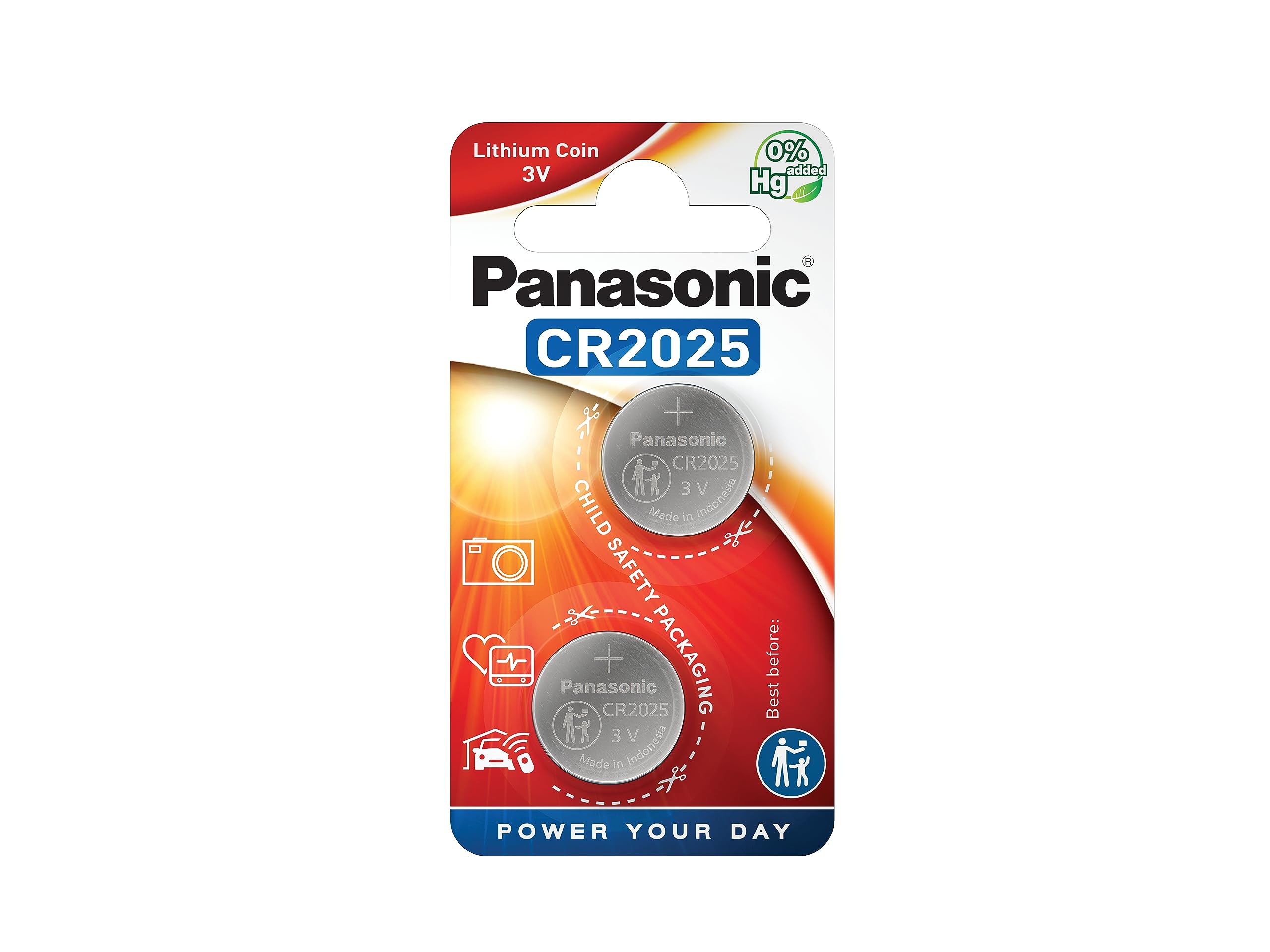 Panasonic CR2025 Specialist Lithium Coin Battery (Pack of 2)
