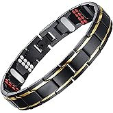 JFUME Men Magnetic Bracelet 18k Gold Plated Stainless Steel Jewelry with Link Remove Tool 8.5" Adjustable