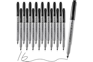 AFFISURE Permanent Markers, Ultra Fine Point, Black, 16 Count, 0.4mm, Fine tip permanent marker set, quick dry, waterproof, fading resists, durable, marks on paper, glass, ceramic, plastic, wood, rock, metal