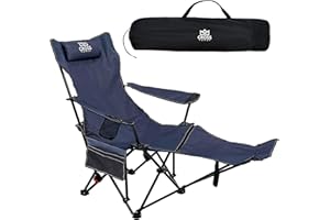 CROSS POWER Reclining Camping Chair with Adjustable Backrest – Heavy-Duty Folding Chair Supports 550 lbs – Cup Holder, Side Pocket, Carry Bag – Portable & Durable Outdoor Chair for Camping, Beach, Lawn