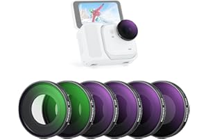 NEEWER ND Filter Set Compatible with Insta360 GO Ultra (UV/CPL/ND8/ND16/ND32/ND64), Screw On Circular Polarizer Neutral Densi