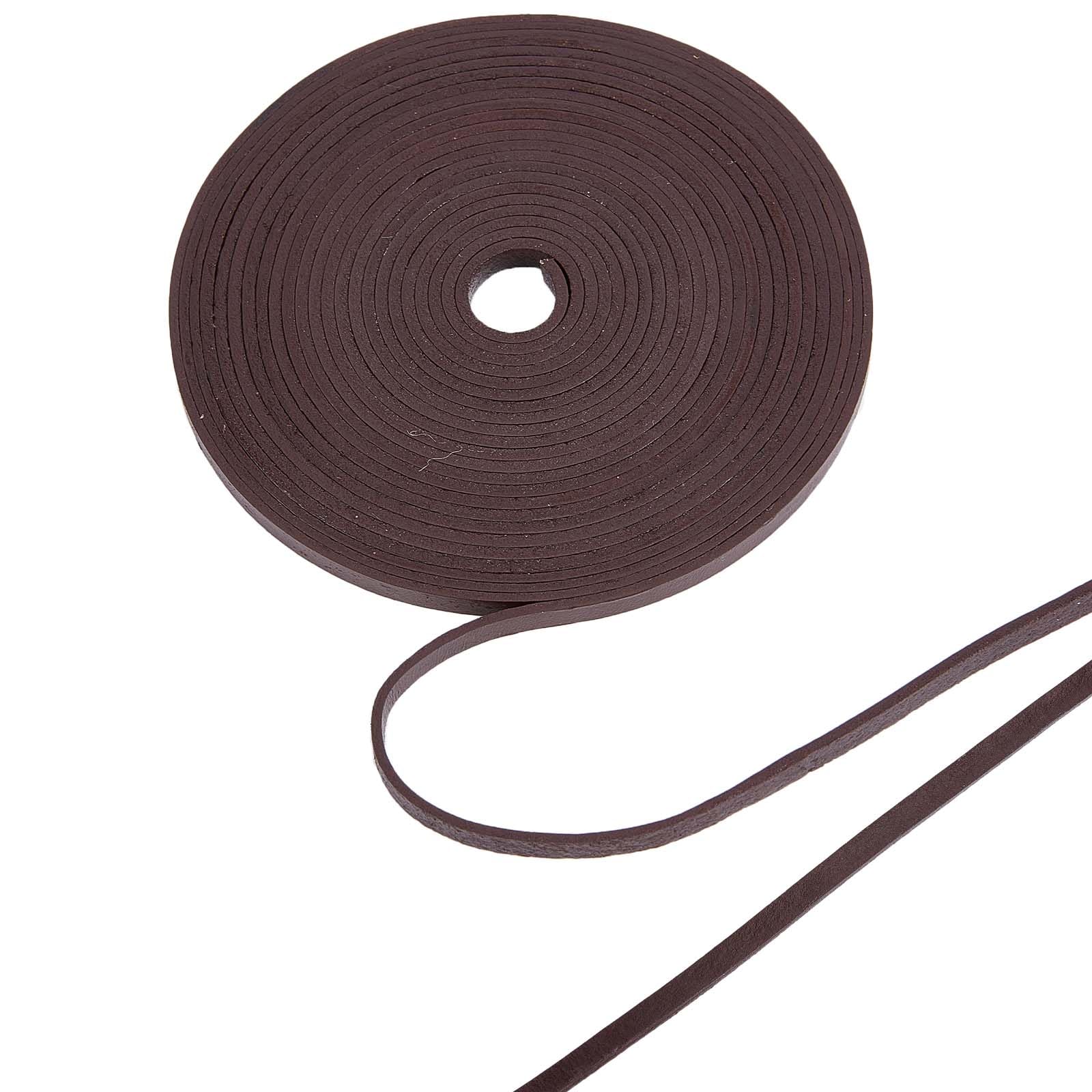 GORGECRAFT 5M Genuine Leather Cord 5mm Wide Flat Cowhide Leather Cord Belt Wrap 2mm thick Single Sided Flat String Roll for Diy Crafts Jewelry Necklace Braided Bracelets, Coconut Brown