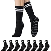 CoolMate Pilates Socks with Grips for Women, Yoga Socks, Crew Non Slip Women for Barre, Valentines Day Gifts for Her