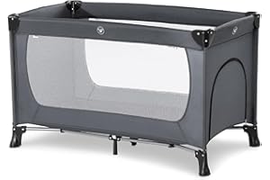 hauck Baby & Toddler Foldable Travel Cot and Portable Playpen, Dream N Play Plus, Grey
