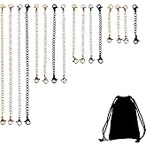 16 Pieces Necklace Extenders Black Jewelry Chain Extension Set for DIY Bracelet Making Stainless Steel 4 Colors 4 Sizes
