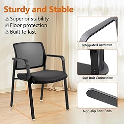 CLATINA Mesh Back Stacking Arm Chairs, Upholstered
