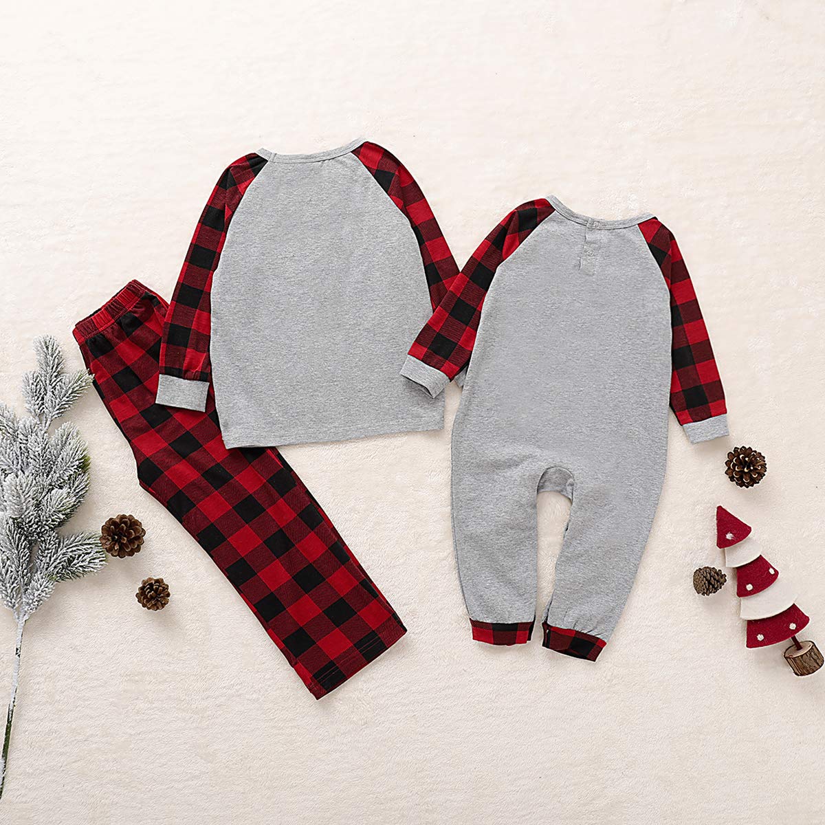 Happidoo Christmas Family Matching Pajamas Set Funny Deer Plaid Long Sleeve Tee and Pants Loungewear