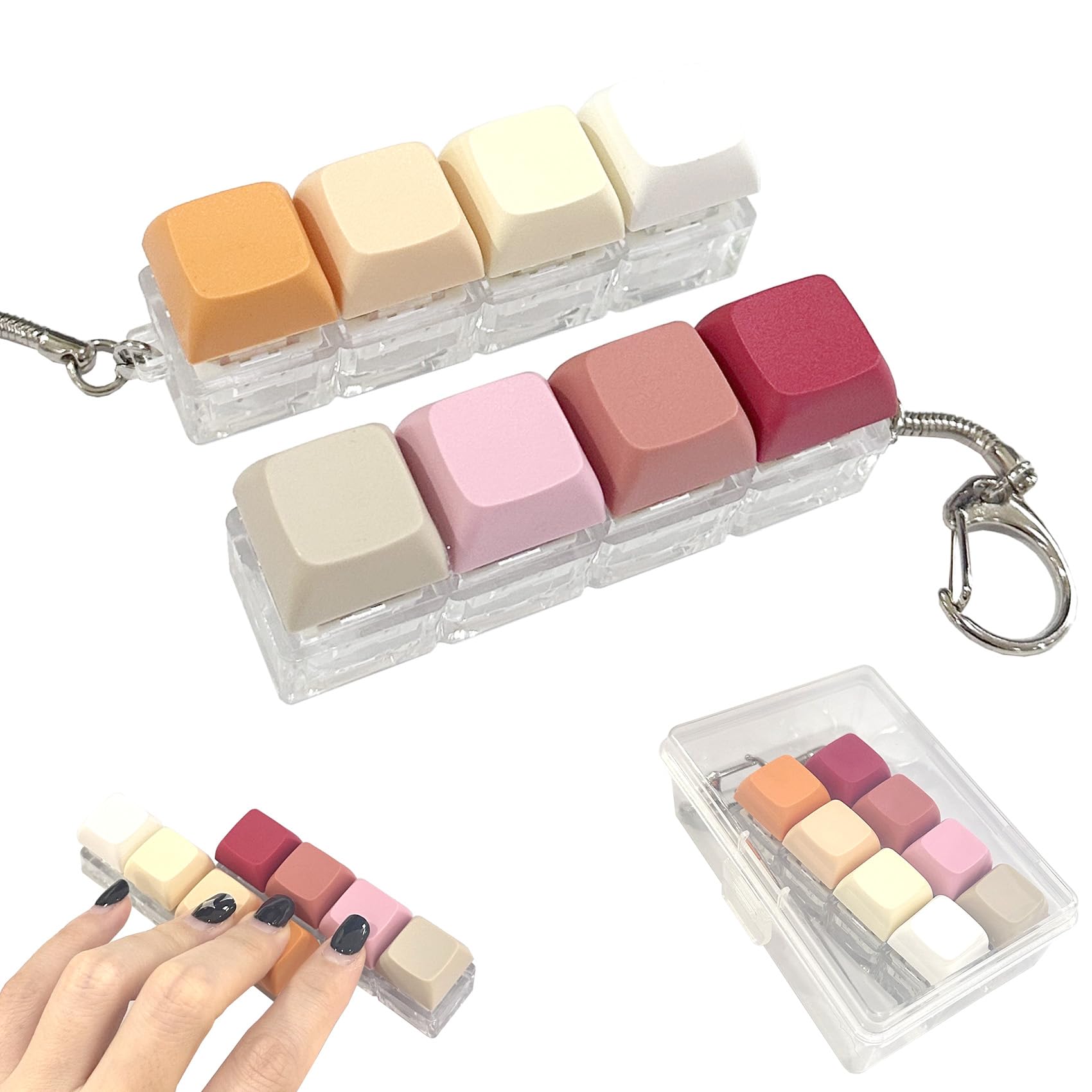 Photo 1 of 2 Pack Slient and Clicky Keyboard Fidget Toy – Creamy, Stress Relief Fidget Clicker Keychain,Quiet Anxiety Toys for Adults at Work, Travel, Home – Anxiety Relief & Focus Boost