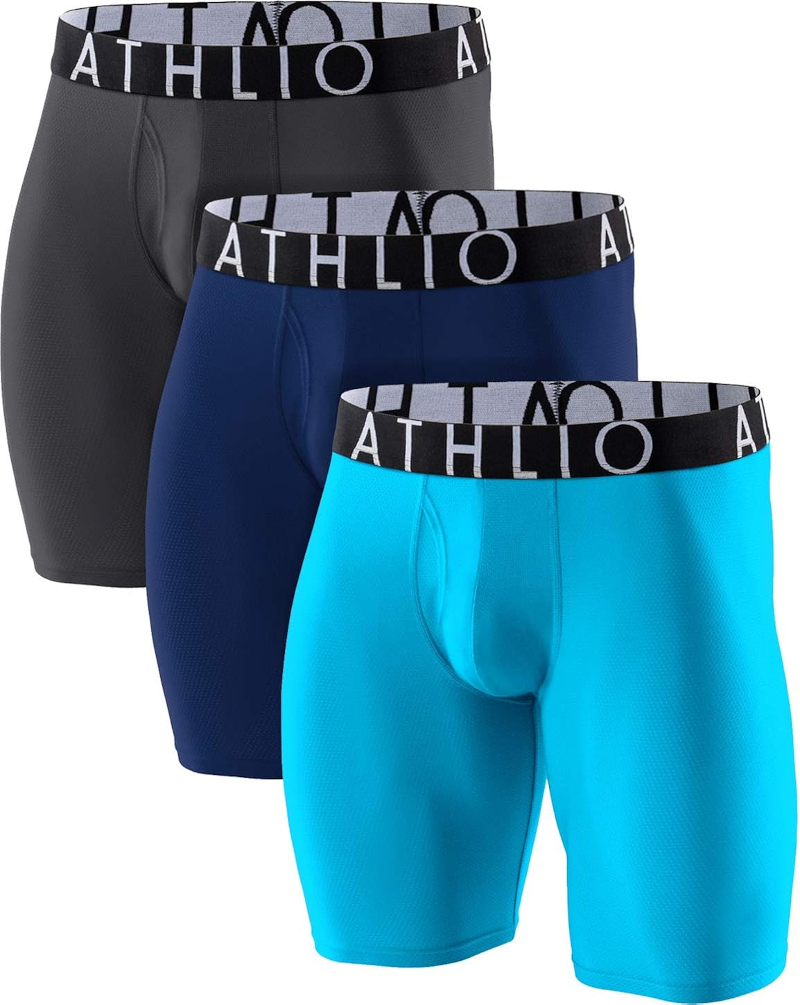 ATHLIO Men's (Pack of 3) Relaxed Stretch Open-Fly Cool Dry Brief Mesh Underwear Trunk: Clothing