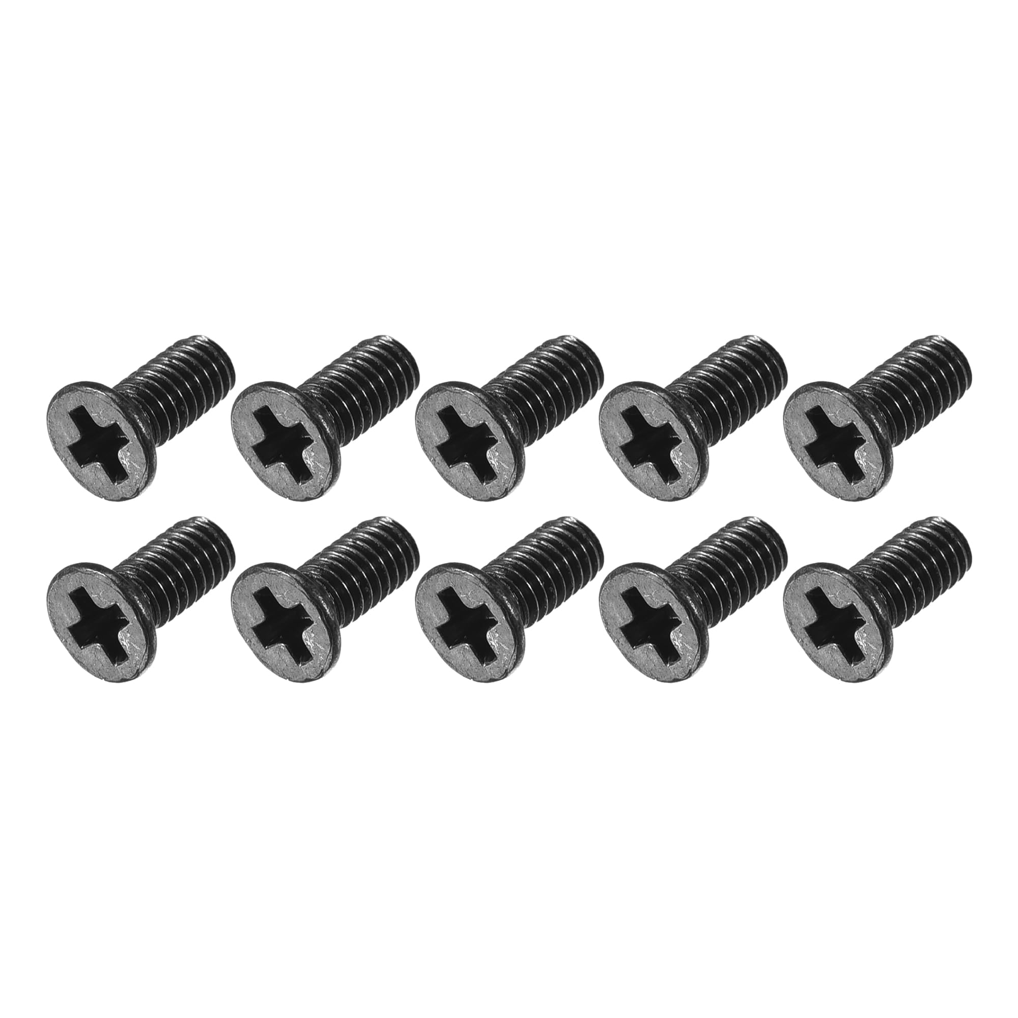 METALLIXITY Phillips Flat Head Screws (M2.5 x 6mm) 350Pcs, Carbon Steel Machine Screws - for Glasses Watch and Other Small Electronics, Black