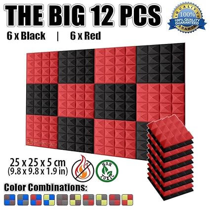 Super Dash 12 Stück 25 x 25 x 5 cm Pyramide Akustik Home Studio schaldicht Behandlung Zubehör Foam Wall Panel Fliesen sd1034,