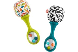 Fisher-Price Newborn Toys Rattle ‘n Rock Maracas, 2 Soft Musical Instruments for Developmental Play Babies Ages 3+ Months, Neutral Colors