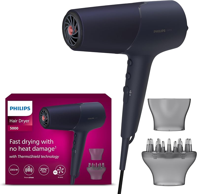 Philips Hair Dryer 5000 Series BHD510/03 2300W ThermoShield Ionic Nozzle
