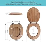 Angel Shield Antibacterial Wooden Toilet Seat Solid Oak Adjustable Hinges view 2