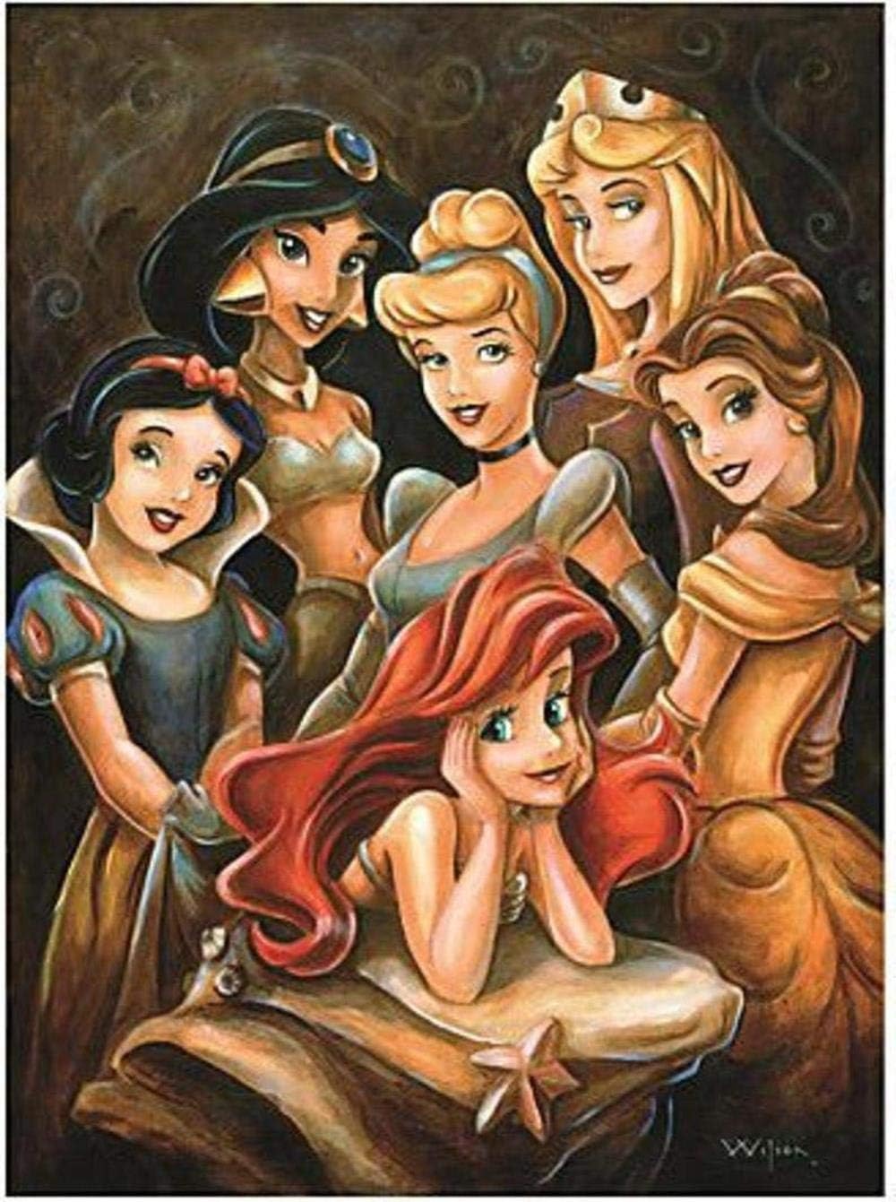 JXSM 5D Diy Diamond Embroidery Paintings Cartoon Princess Pictures Arts Craft For Home Decor Painting For Adults And Children(19.7x27.6inch)