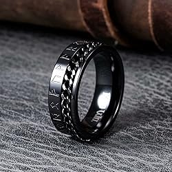 King Will 8mm Black Spinner Ring Cuban Chain Viking