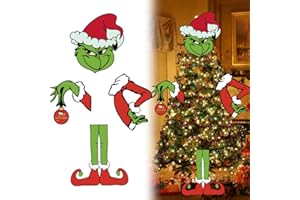 FLYOWL Grinchs Tree Topper Decor,Whoville Christmas Tree Decor,Grinchmas Decor for Christmas Tree Xmas Party Supplies