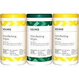 Amazon Brand - Solimo Disinfecting Wipes, Lemon Scent & Fresh Scent, Sanitizes/Cleans/Disinfects/Deodorizes, 75 Count (Pack o