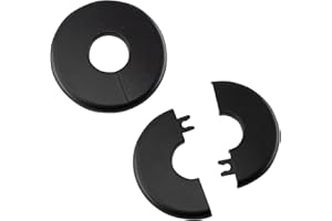 bociloy Wall Split Flange 26mm/1"Diameter, ABS Round Self-Adhesive Escutcheon Plate, Wall Hole Decoration Cover, Water Pipe Plate Cover, Black, 2PCS