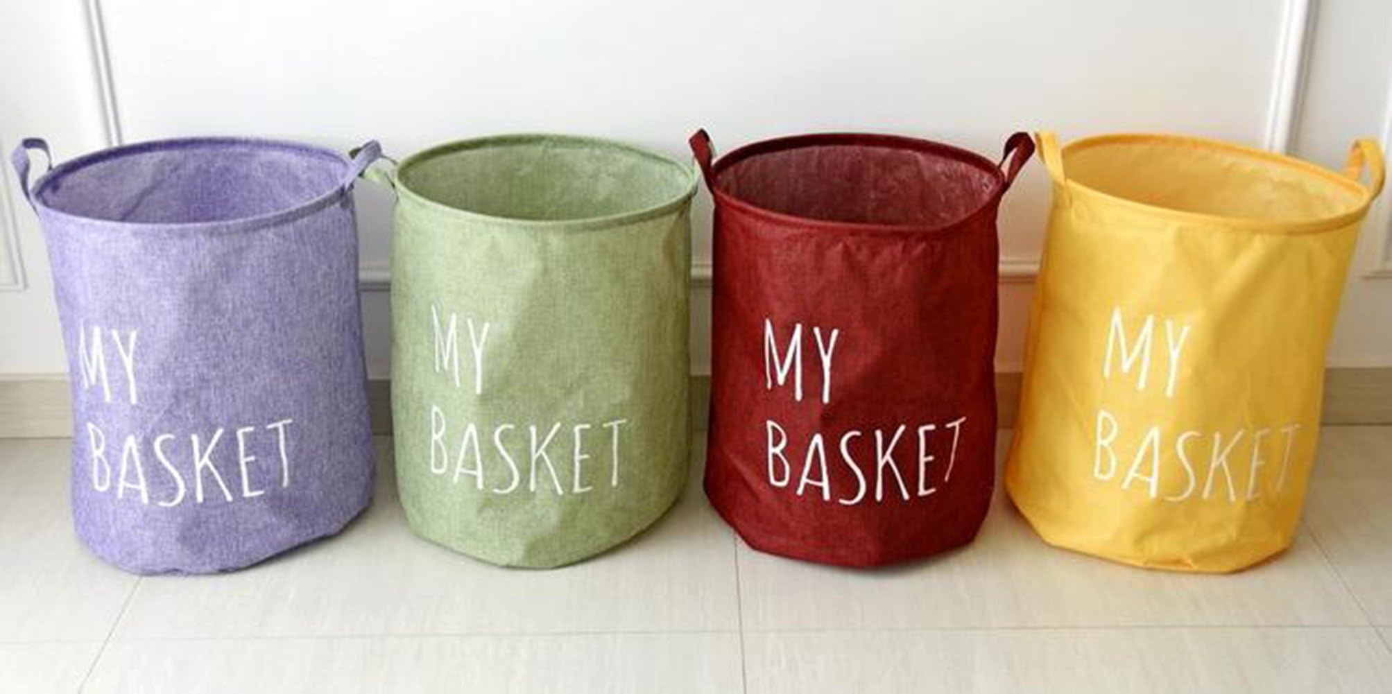 Cotton Fabric Laundry Basket Toys Clothes Storgae Barrels Foldable Basket (wine red)