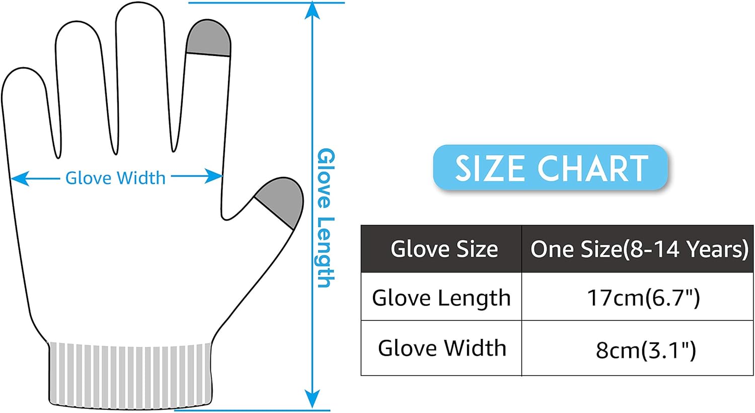 EvridWear Boy Girl Knit Warm Touchscreen Gloves, Fall Winter Cold Weather (2-14 Years): Clothing