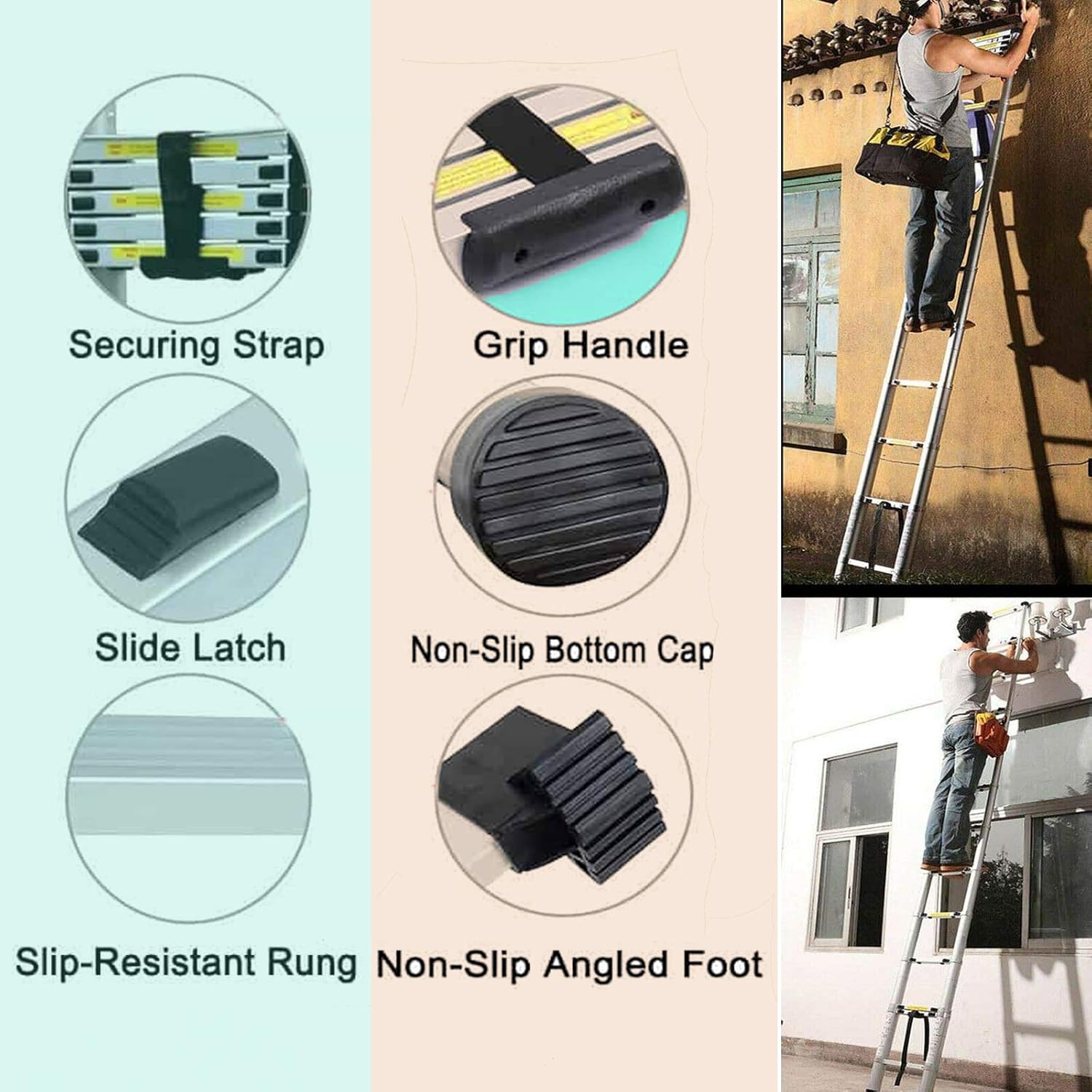 13.5FT Extra Strong Aluminum Telescoping Ladder, Newly Telescopic Extension Ladder, Strongest 430lbs Capacity: Electronics