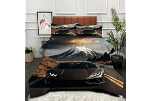 ZZXHG Queen Size Comforter and Pillowcase Set | Sports Car Enthusiast, 3D Printed 90x90 Inches Duvet for Versatile Use and Ho