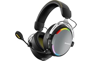 BINNUNE 2.4G Wireless Gaming Headset Headphones with Microphone for PS4 PS5 PC,Shining RGB,USB Gamer Headphones with Mic for Playstation 4|5,Bluetooth Mode for Switch,Durable Aluminum Frame