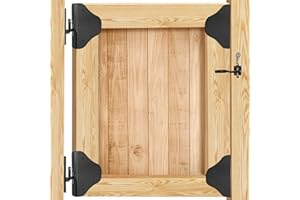 Magacyo Fence Gate Kit Gate Hardware with Gate Latch - Updated 90 Degree Right Angle Gate Hinges - Anti Sag Gate Kit - Gate Corner Brace Bracket (1 Set)