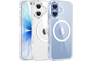 FNTCASE for iPhone 17 Case Clear: Magnetic Phone Cases with Screen Protector Drop Proof Compatible with Magsafe Slim Anti Yellowing Rugged Shockproof Protective Transparent Cell Cover (A-Clear)