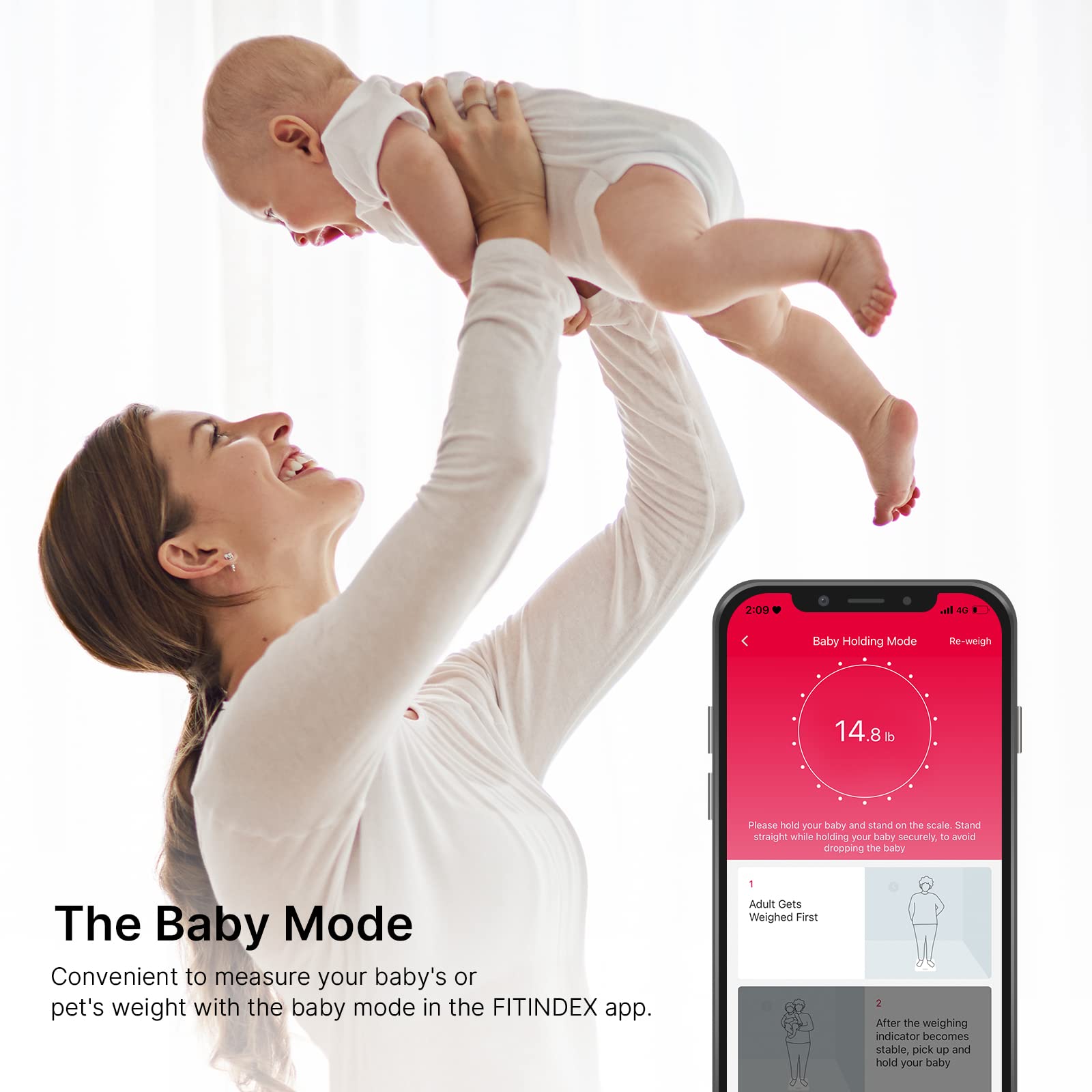 FITINDEX Scale with BMI, Body Fat, Muscle Mass, Smart Scale for Body Weight, Bluetooth, Digital, Sync with App, User Health Equipment