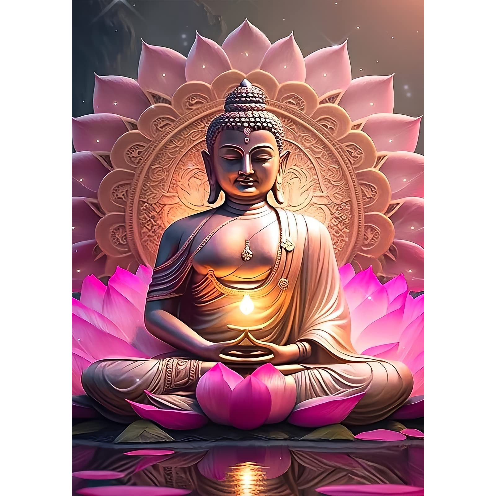 QENSPE Diamond Painting Buddha Kits for Adults, 5D Diamond Art Kits Full Drill Buddha Statue Diamond Painting Kit for Kids Beginners, DIY Crystal Picture Art for Home Wall Decor 30x40cm/12x16in