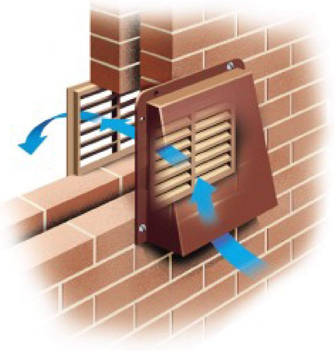 9" x 9" Brown Air Brick Hooded Cowl Cover Surface Mounted for Openings Air Bricks Grilles & Air Vents - Image 4