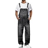 Runcati Men's Denim Bib Overall Jean Romper Casual Fashion Workwear Adjustable Strap Loose Fit Hip Hop Jumpsuit