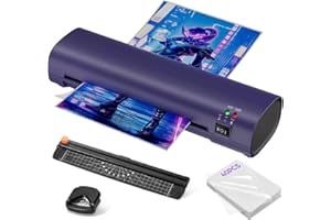 IBZDI 9 Inch Laminator Machine with Never Jam Technology, 40 Laminating Sheets, 4-in-1 A4 Thermal Laminator with Trimmer and Corner Rounder for Office, School, Business and Home Use - Purple